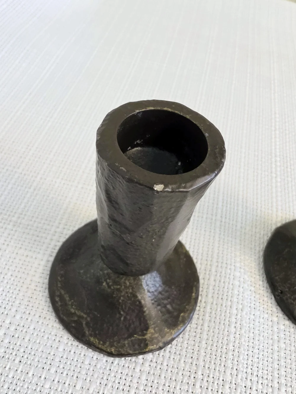 Primitive Cast Metal Candlestick Holders 3